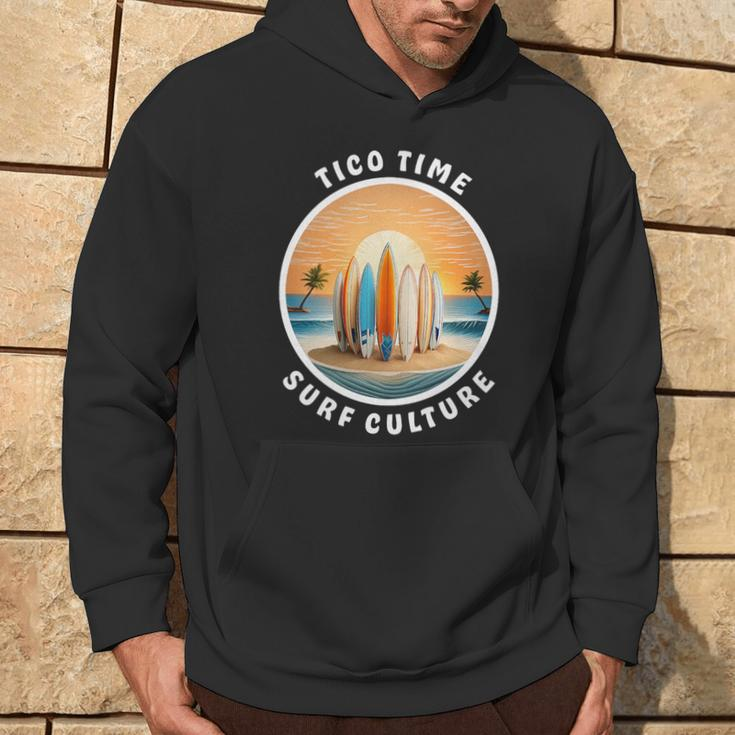 Tico Time Surf Culture Costa Rican Surfboard Vibe Hoodie Lifestyle