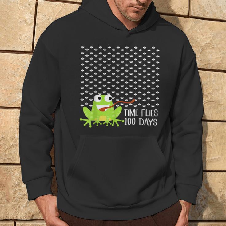 Time Flies 100 Days Frog Fly 100Th Day Of School Hoodie Lifestyle