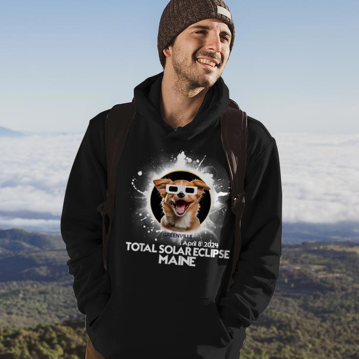 Total Solar Eclipse 2024 Greenville Maine Eclipse Dog Hoodie Lifestyle