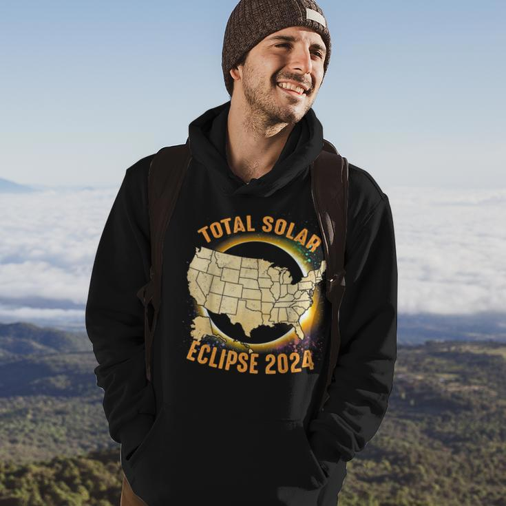 Total Solar Eclipse 2024 Totality Us Map Colorful Hoodie Lifestyle