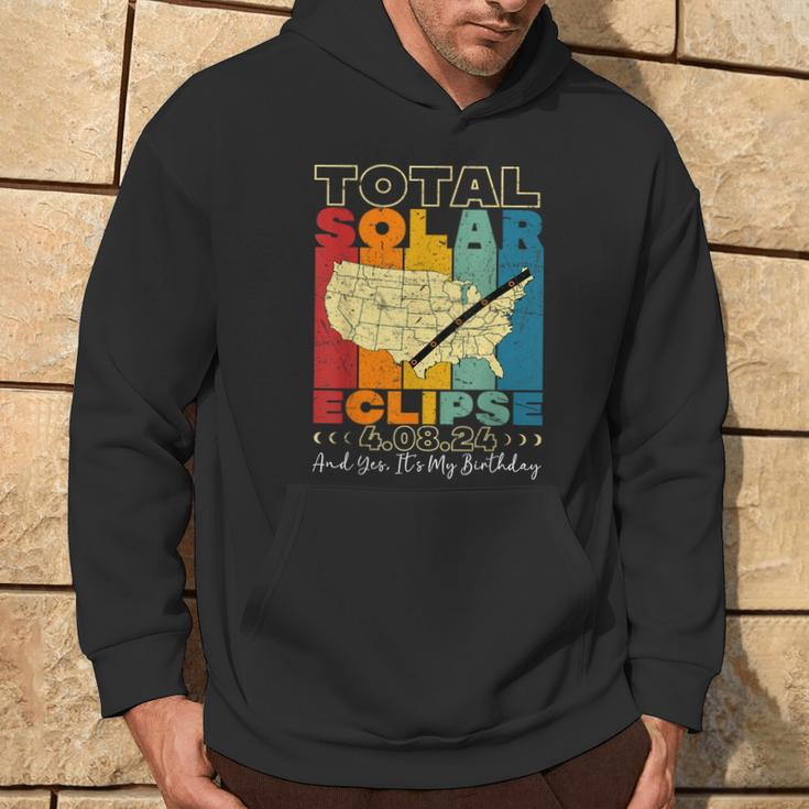 Total Solar Eclipse 2024 Yes It's My Birthday Retro Vintage Hoodie Lifestyle