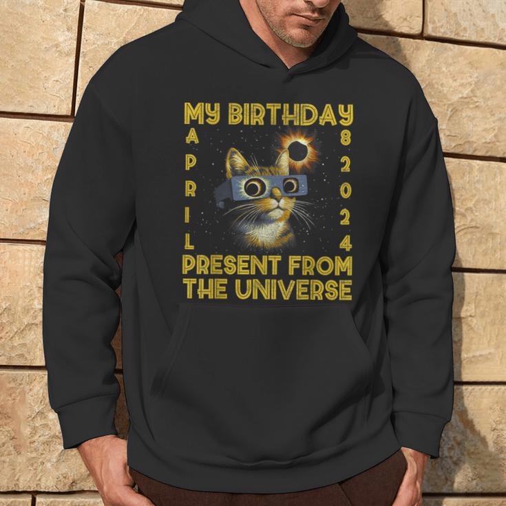 Total Solar Eclipse Birthday April 8 2024 Cat Birthday Party Hoodie Lifestyle