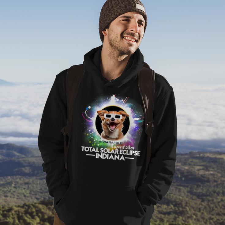 Total Solar Eclipse Indianapolis Indiana 2024 Astronomy Dog Hoodie Lifestyle