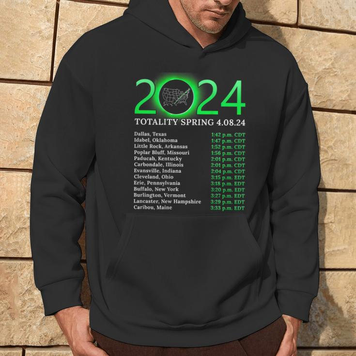 Totality Path 2024 American Total Eclipse Map On Back Hoodie Lifestyle