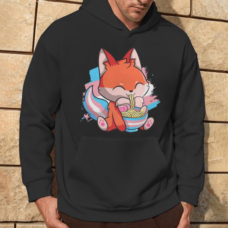 Transgender Pride Kawaii Fox Ramen Noodles Trans Flag Hoodie Lifestyle