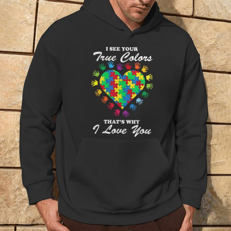True Colors Heart Puzzle Cool Autism Awareness Hoodie Lifestyle
