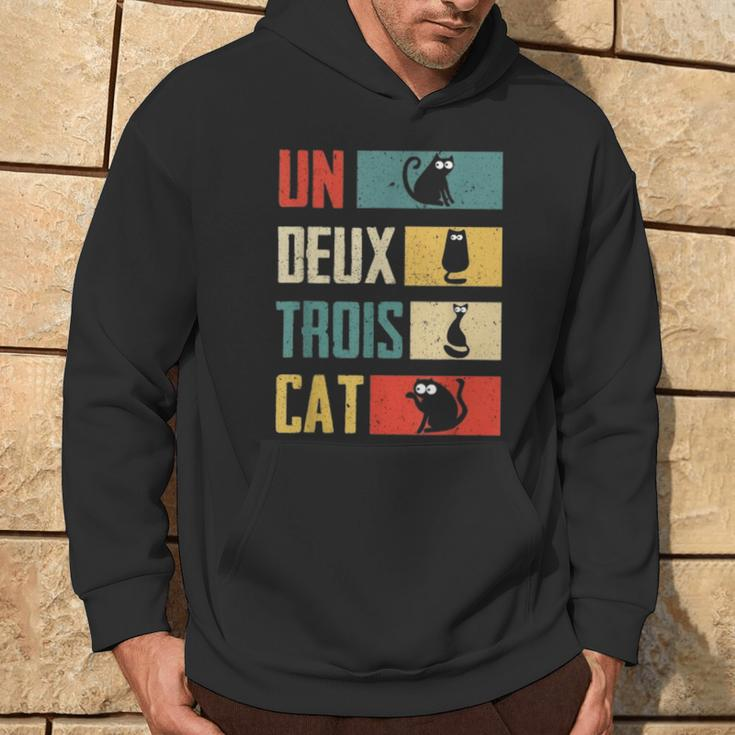 Un Deux Trois Cat Vintage French Joke Cat Lovers Hoodie Lifestyle