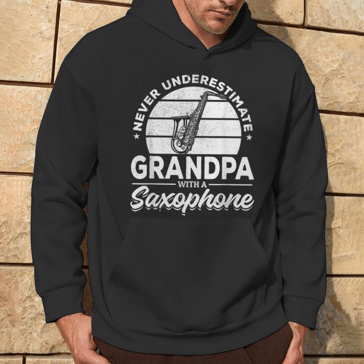 Never Underestimate Grandpa With A Saxophone Sax Player Hoodie Lifestyle
