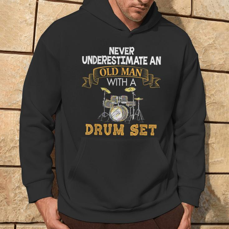 Never Underestimate An Old Man With A Drum Set Father's Day Hoodie Lifestyle