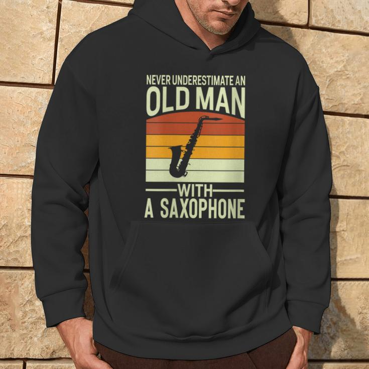 Never Underestimate An Old Man With A Saxophone Musician Hoodie Lifestyle