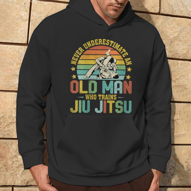 Never Underestimate An Old Man Who Trains Jiu Jitsu Mens Hoodie Lifestyle