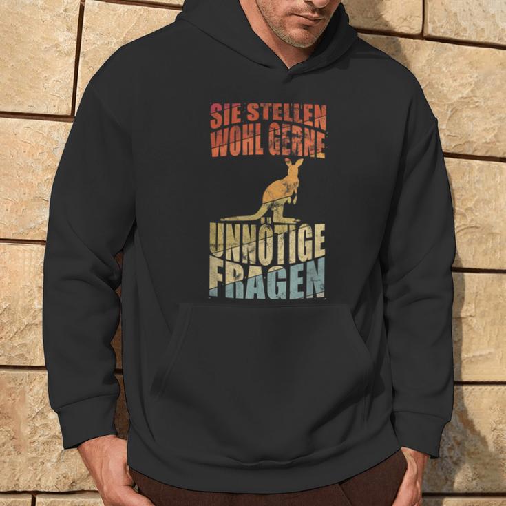 Unnötige Fragen Retro Känguru Hoodie Lebensstil