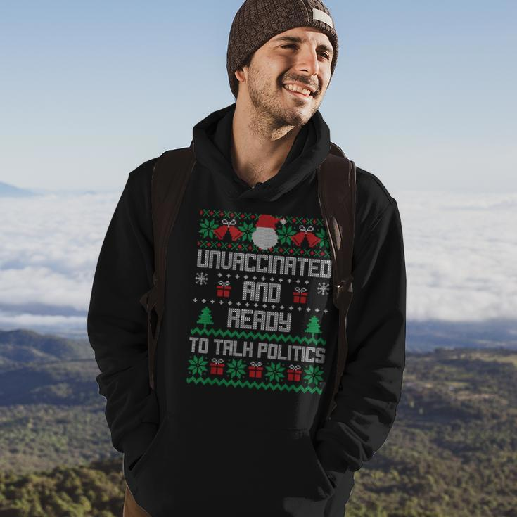 Unvaccinated And Ready To Talk Politics Ugly Sweater Xmas Hoodie Lifestyle