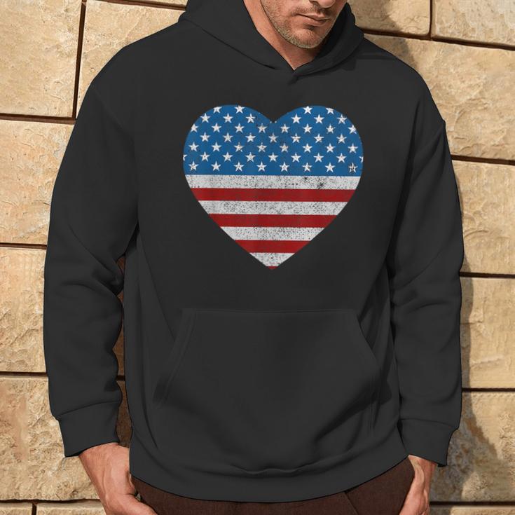 Usa Flag Heart 4Th July Red White Blue Stars Stripes Hoodie Lifestyle