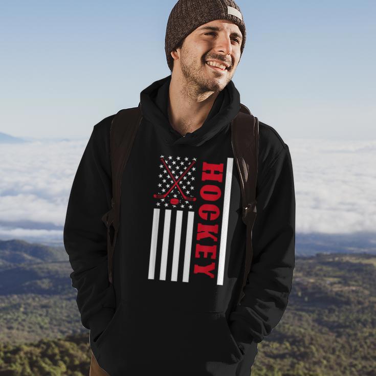 Usa Flag Patriotic American Pride Hockey Player Hockey Hoodie Lifestyle