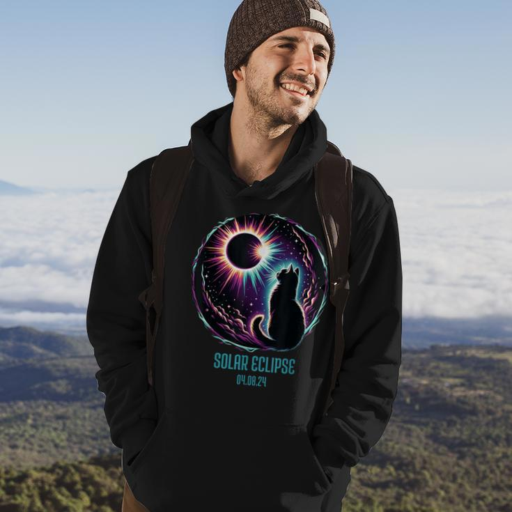 View Totality April 8 2024 Astronomy Cat Lover Solar Eclipse Hoodie Lifestyle