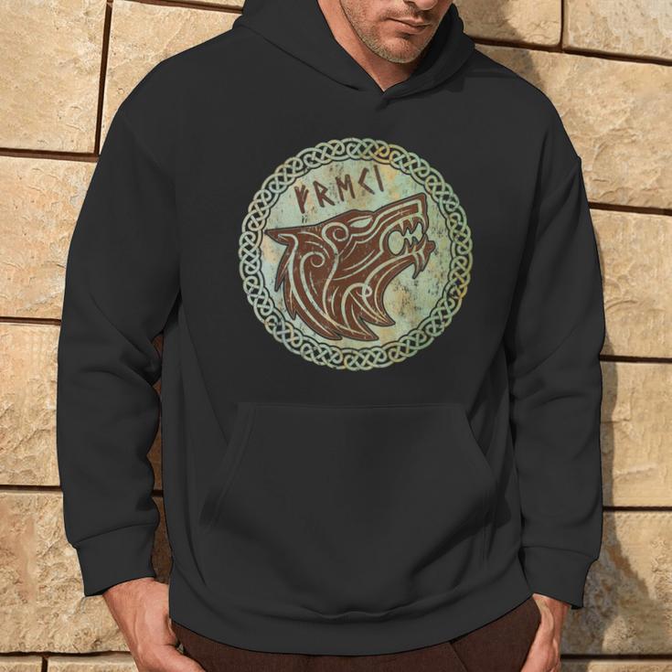 Viking Odin Wolf Fenrir Freki Norse God Myth Celtic Vintage Hoodie Lifestyle