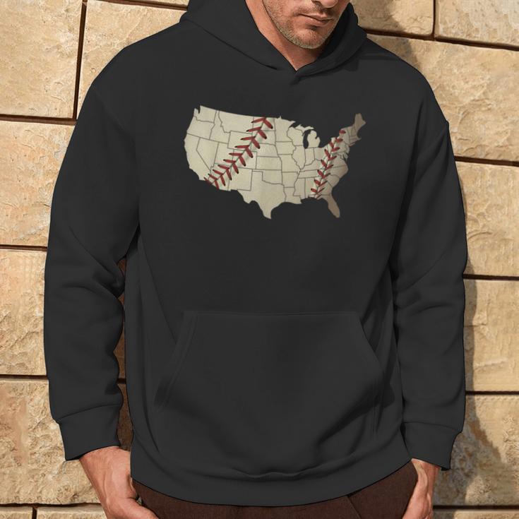 Vintage America Baseball Team Us Country Ball Map Merica Fan Hoodie Lifestyle