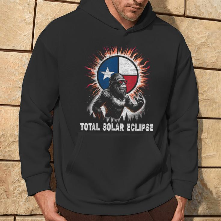Vintage Bigfoot Total Solar Eclipse Texas Flag Hoodie Lifestyle