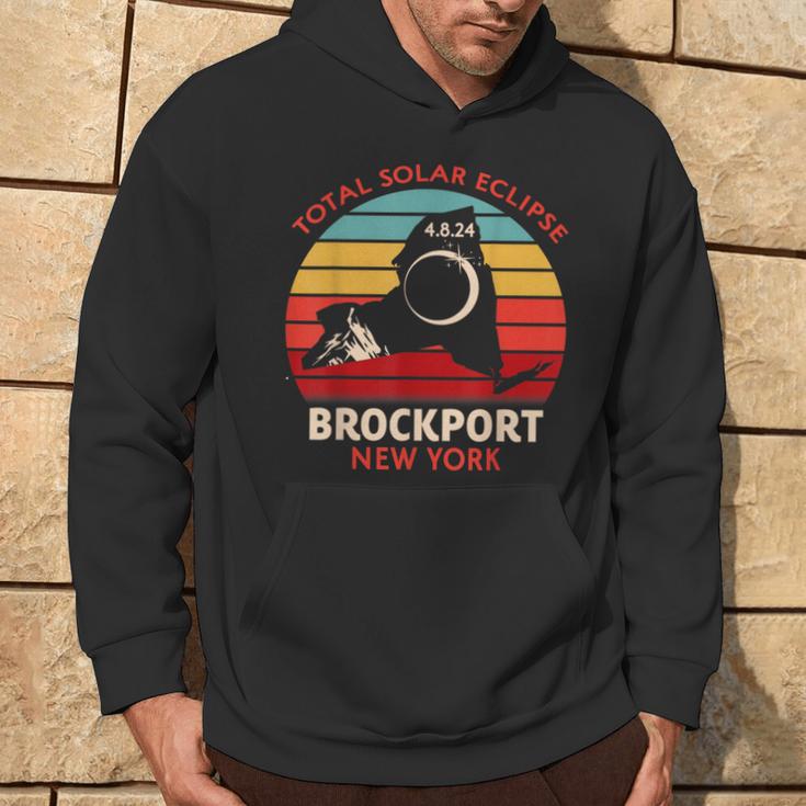 Vintage Brockport New York Total Solar Eclipse 2024 Hoodie Lifestyle