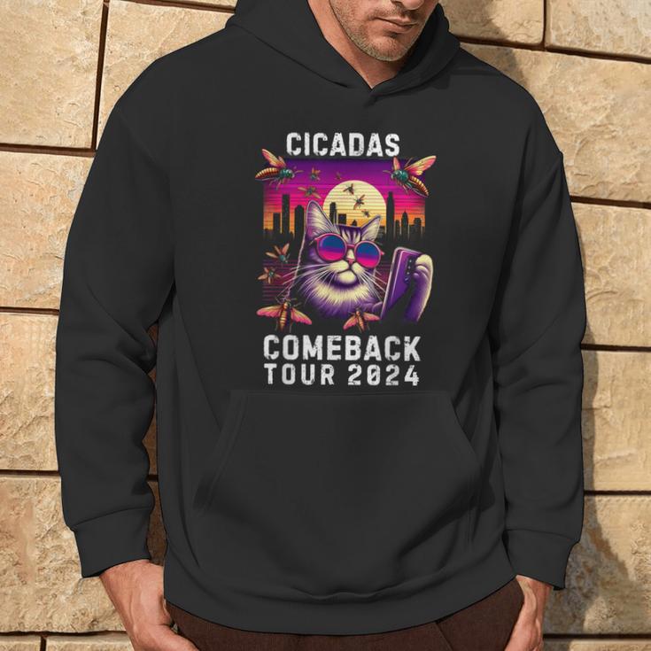 Vintage Cat Selfie With Cicada Comeback Summer Tour 2024 Hoodie Lifestyle