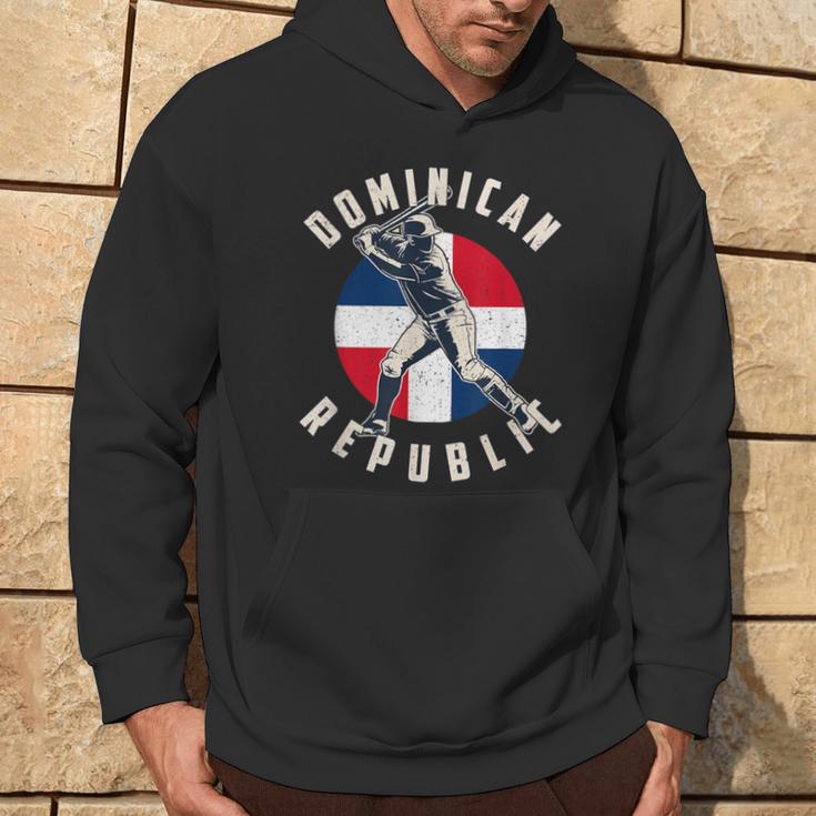 Vintage Dominican Baseball Batter Dominican Republic Flag Hoodie Lifestyle