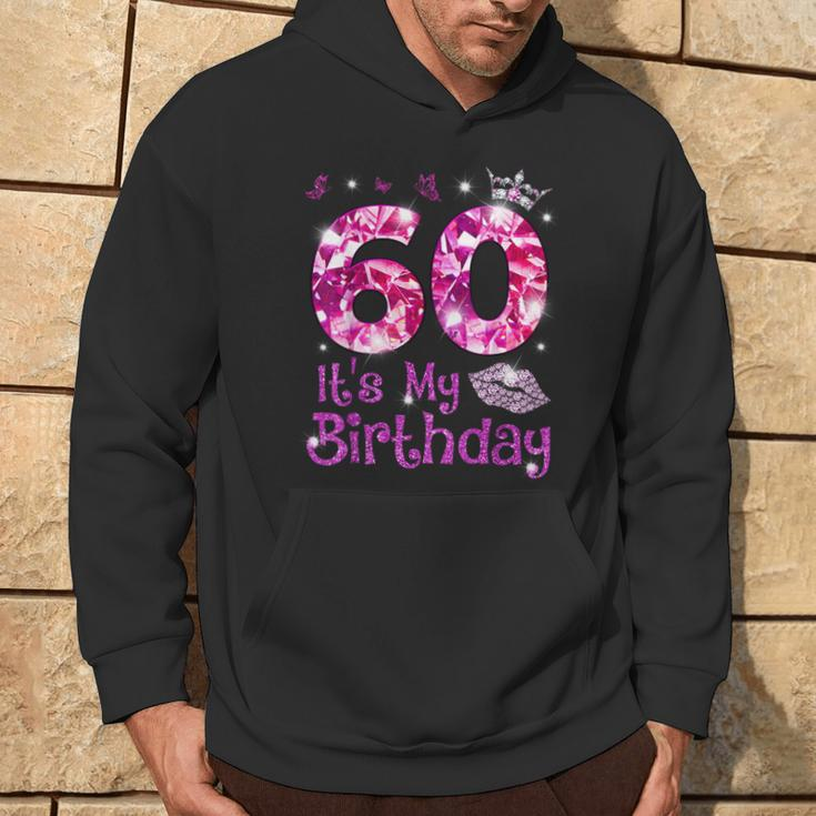 Vintage Happy 60 It's My Birthday Crown Lips 60Th Birthday Hoodie Lifestyle