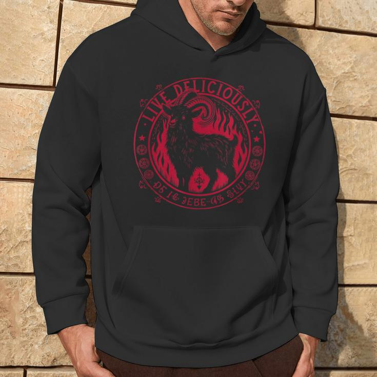 Vintage Live Deliciously Occult Goat Witch Hoodie Lifestyle
