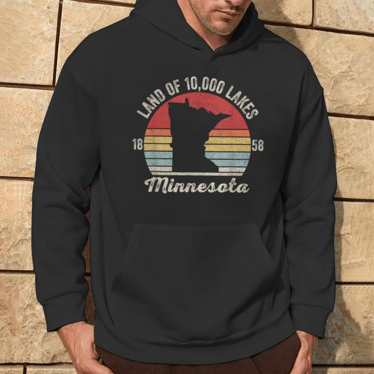 Vintage Retro Land Of 10000 Lakes 1858 Minnesota Hoodie Lifestyle