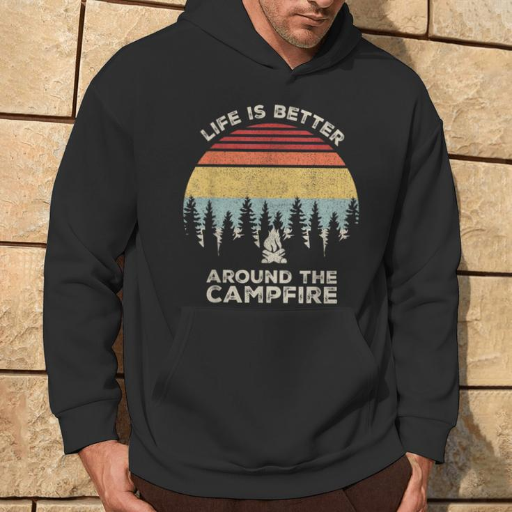 Vintage Retro Life Is Better Around The Campfire Camping Hoodie Lifestyle