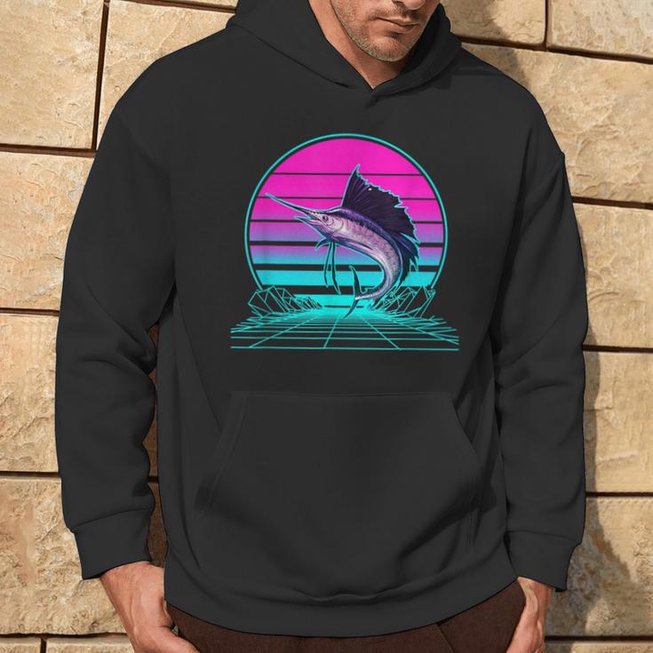 Vintage Retro Sunset Marlin Hoodie Lebensstil