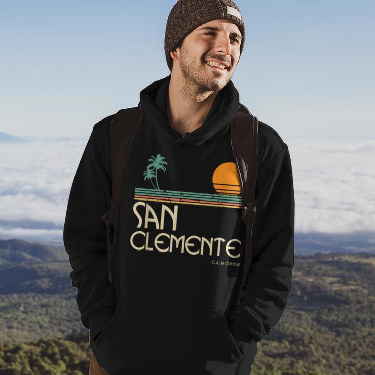 Vintage San Clemente California Sunset Palms Hoodie Lifestyle