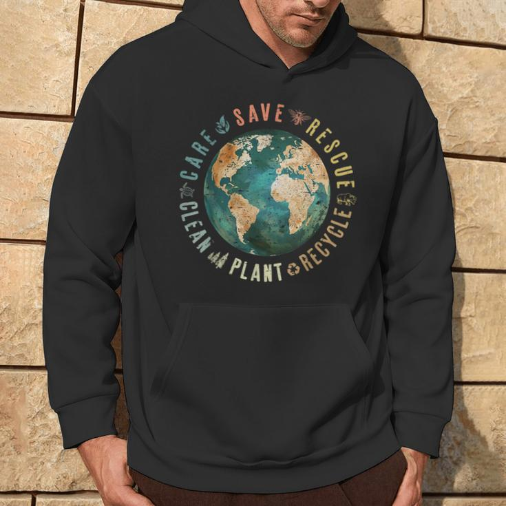 Vintage Save Bees Rescue Animals Recycle Plastic Earth Day Hoodie Lifestyle