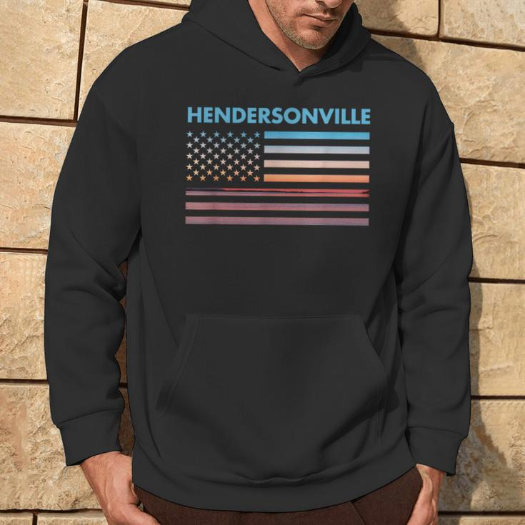 Vintage Sunset American Flag Hendersonville North Carolina Hoodie Lifestyle