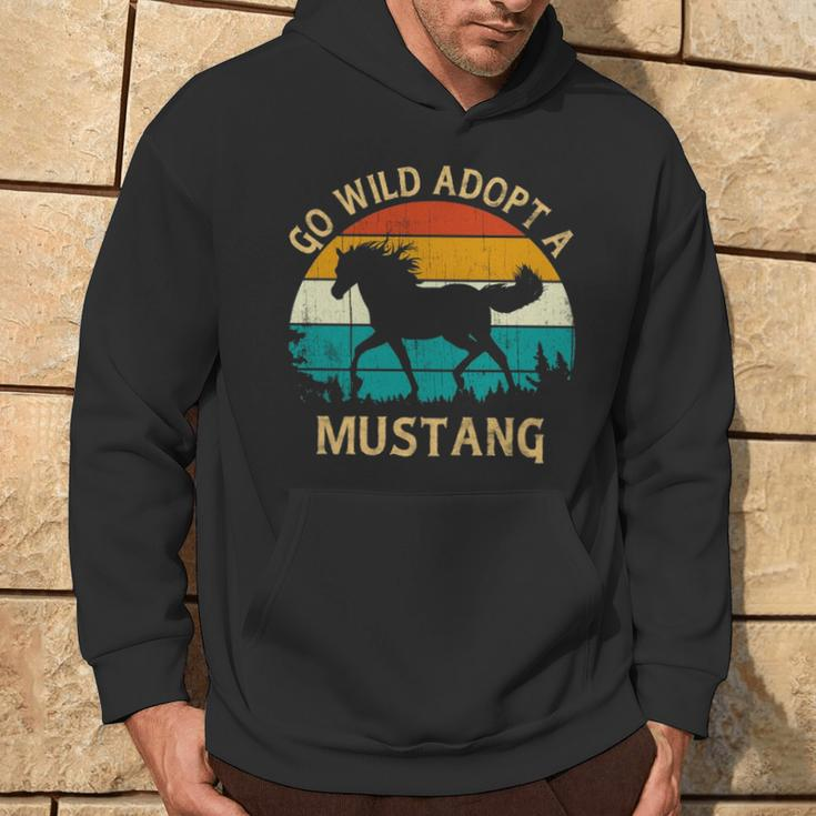 Vintage Sunset Wild Mustang Horse Go Wild Adopt A Mustang Hoodie Lifestyle