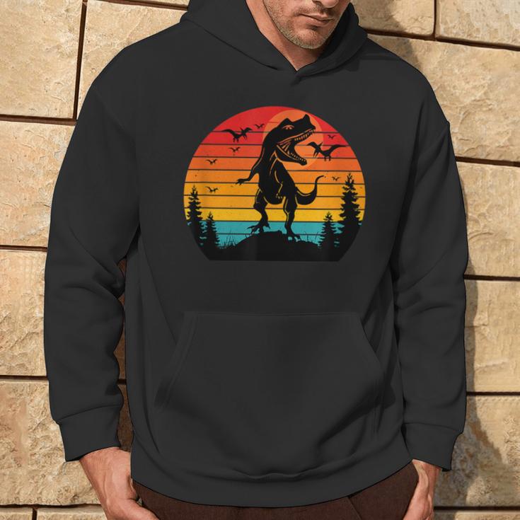 Vintage T-Rex Dinosaurier März Retro Sonnenuntergang Dinosaurier Hoodie Lebensstil