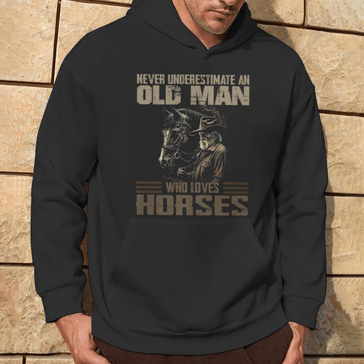 Vintage Never Underestimate An Old Man Who Loves Horses Cool Hoodie Lifestyle