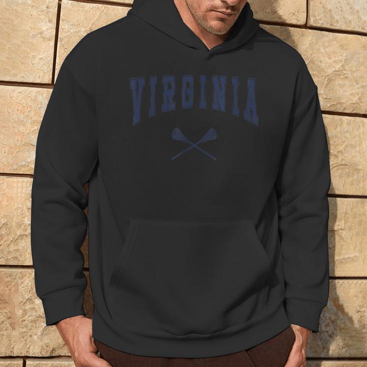 Virginia Lacrosse Vintage Lax Weathered Hoodie Lifestyle