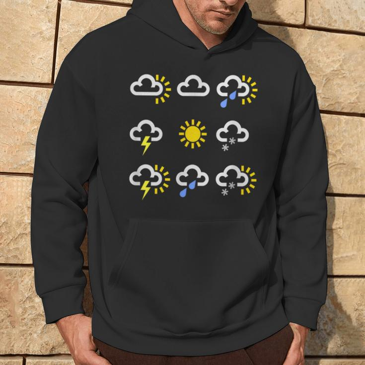 Weather Forecast Symbols Clouds Rain Sun Lightning Hoodie Lifestyle