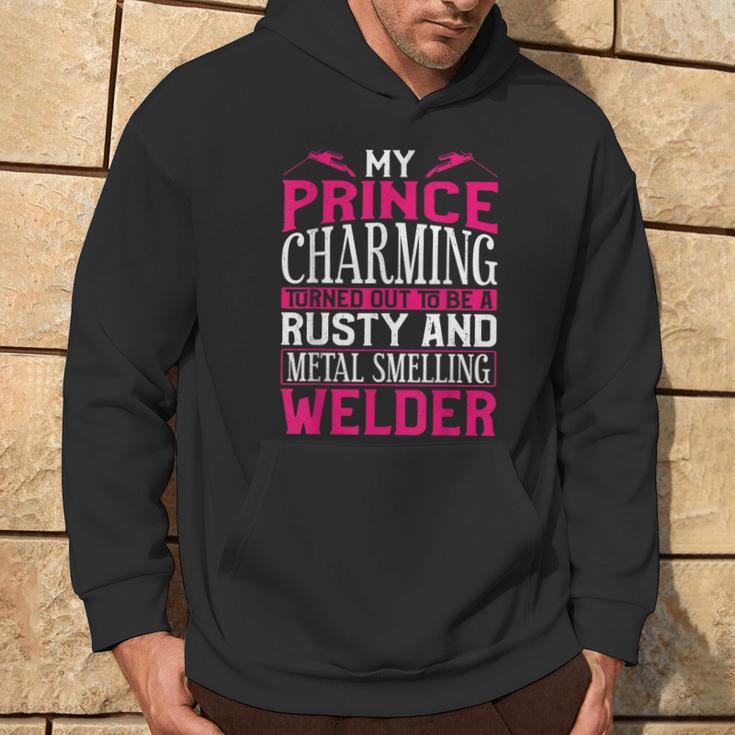 Welder Welding Girlfriend Vintage My Prince Charming Turned Hoodie Lifestyle