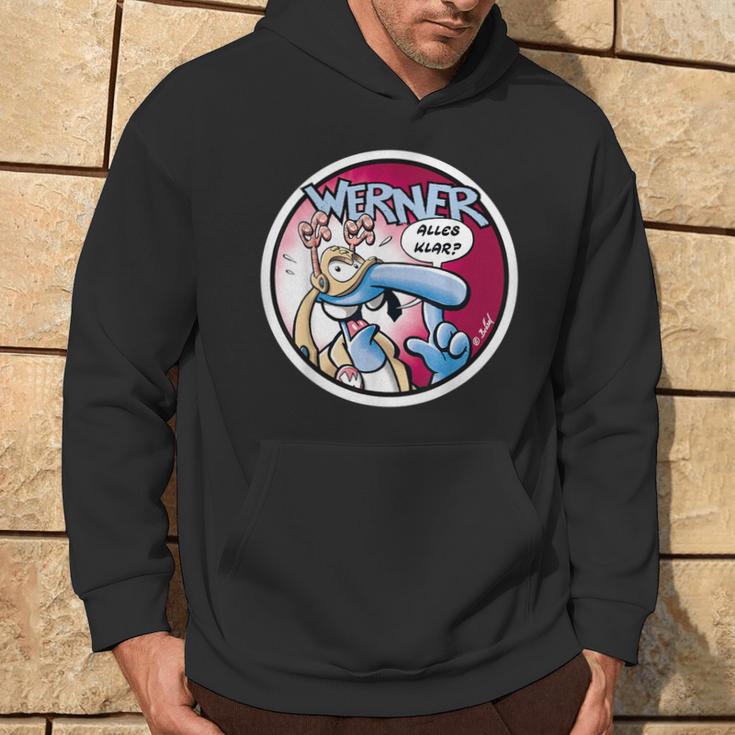 Werner - Alles klar? Comic-Design Herren Hoodie in Schwarz, Lustiges Motiv Lebensstil