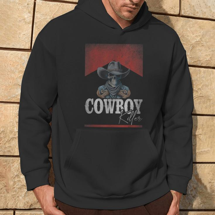 Western Cowboy Killer Cowboy Skeleton Hat And Scarf Hoodie Lifestyle