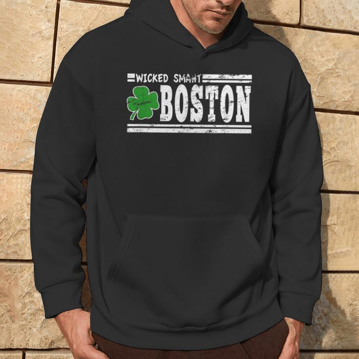Wicked Smaht Boston Massachusetts Accent Smart Ma Distressed Hoodie Lifestyle