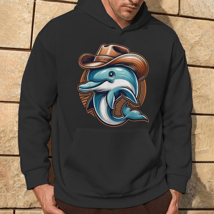 Wild Western Howdy Dolphin Sea Ocean Animal Lover Cowboy Hat Hoodie Lifestyle