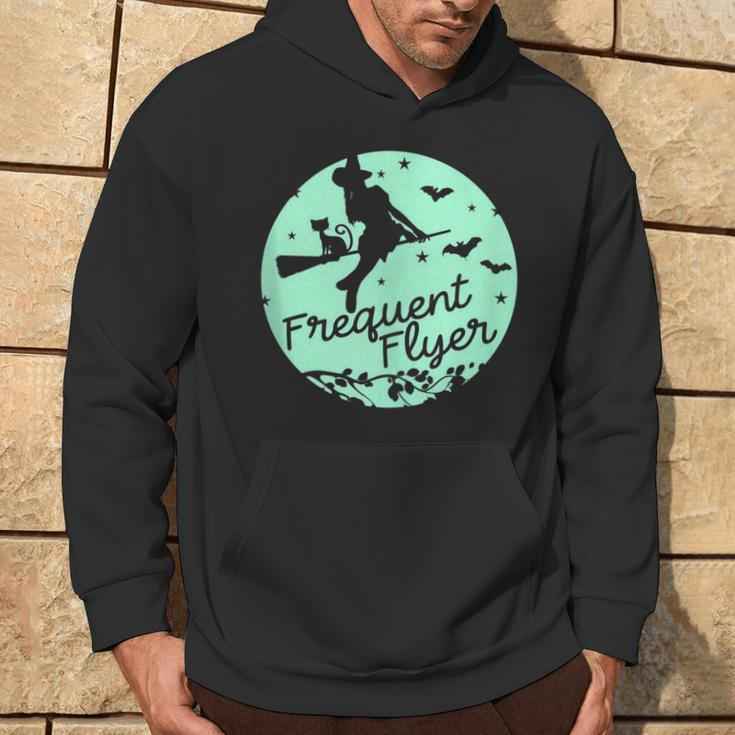Witch Silhouette Moon Cat Bats Witchcraft Frequent Flyer Hoodie Lifestyle