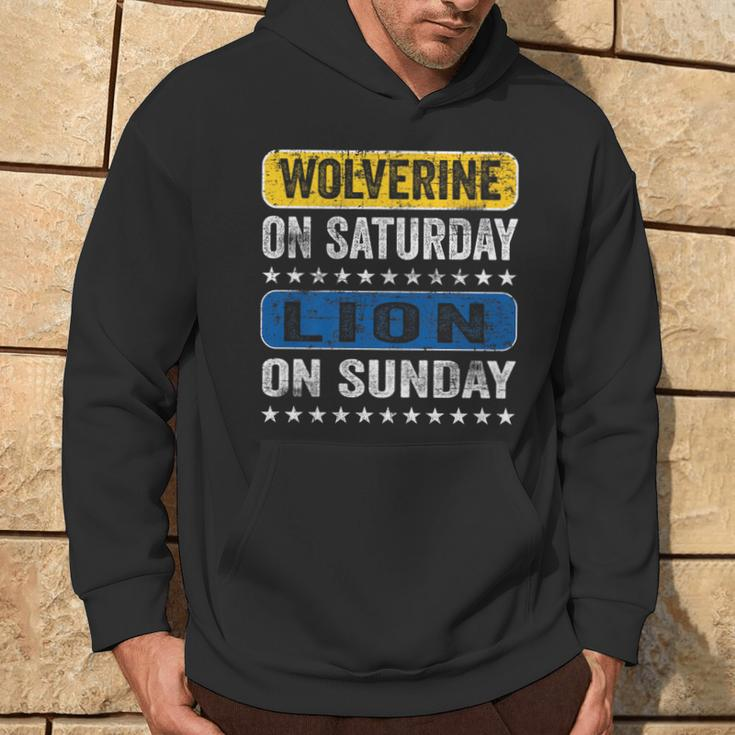 Wolverine On Saturday Lion On Sunday Detroit Hoodie Lifestyle