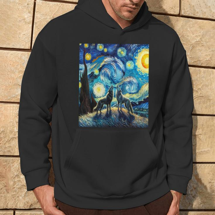Wolves Howling At The Starry Moon Hoodie Lifestyle