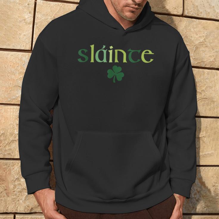 Women's Slainte St Patrick's Day Irish Clover Lucky Vibes Hoodie Lifestyle