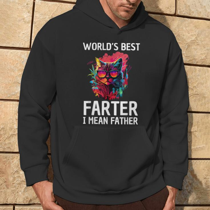 Worlds Best Farter I Mean Father Best Cat Dad Father's Day Hoodie Lifestyle