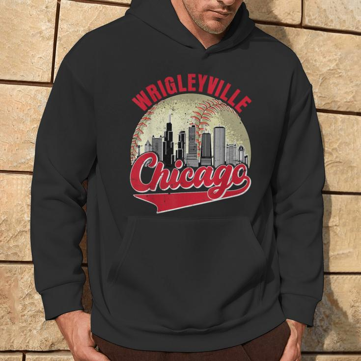 Wrigleyville Chicago Vintage Baseball Lover And Player Hoodie Lifestyle